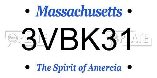 3VBK31 Massachusetts License Plate