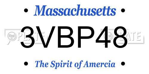 3VBP48 Massachusetts License Plate