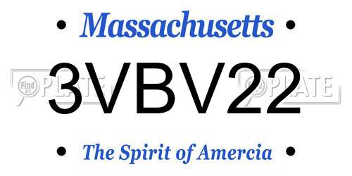 3VBV22 Massachusetts License Plate