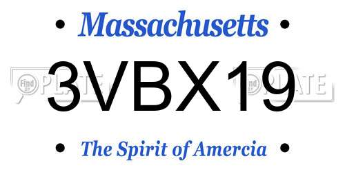 3VBX19 Massachusetts License Plate