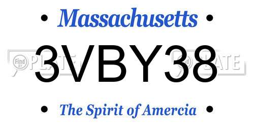 3VBY38 Massachusetts License Plate