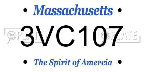 3VC107 Massachusetts License Plate