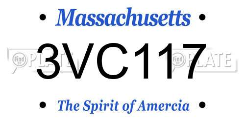 3VC117 Massachusetts License Plate