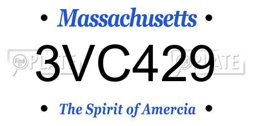 3VC429 Massachusetts License Plate