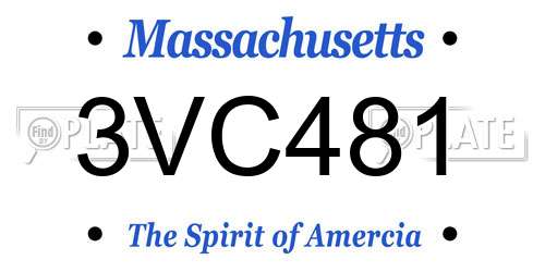 3VC481 Massachusetts License Plate