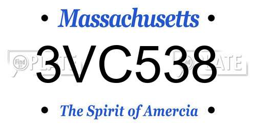 3VC538 Massachusetts License Plate
