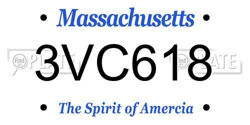 3VC618 Massachusetts License Plate
