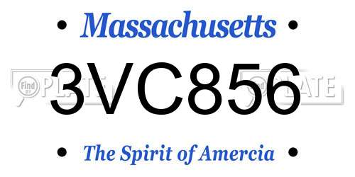 3VC856 Massachusetts License Plate