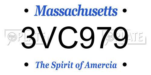 3VC979 Massachusetts License Plate