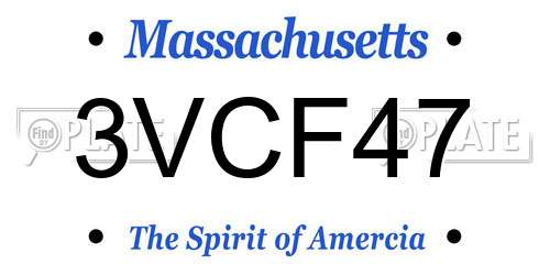 3VCF47 Massachusetts License Plate
