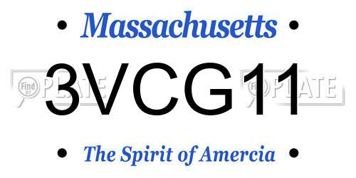 3VCG11 Massachusetts License Plate