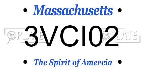3VCI02 Massachusetts License Plate