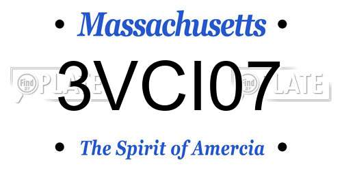 3VCI07 Massachusetts License Plate