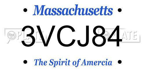 3VCJ84 Massachusetts License Plate