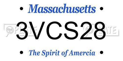 3VCS28 Massachusetts License Plate
