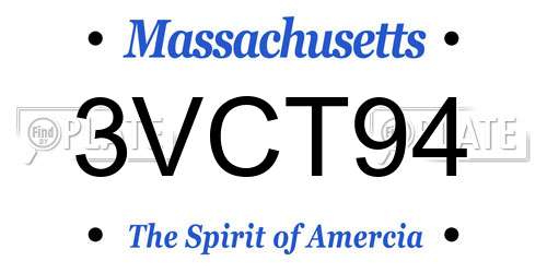3VCT94 Massachusetts License Plate