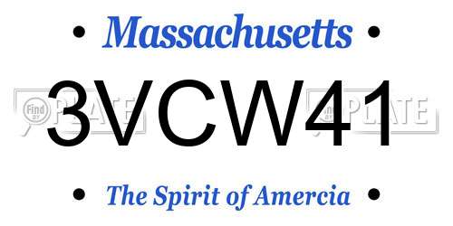 3VCW41 Massachusetts License Plate