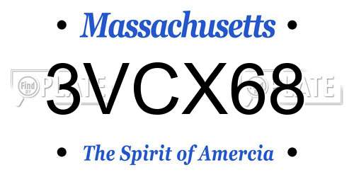 3VCX68 Massachusetts License Plate
