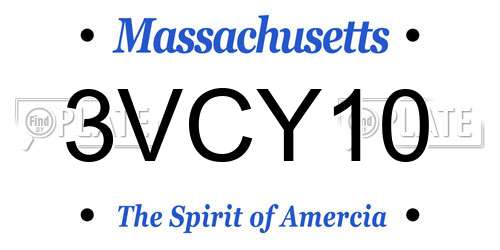 3VCY10 Massachusetts License Plate