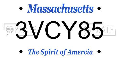 3VCY85 Massachusetts License Plate