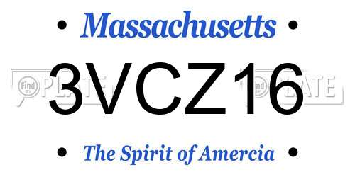 3VCZ16 Massachusetts License Plate