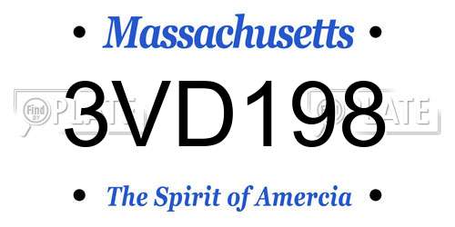 3VD198 Massachusetts License Plate