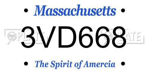 3VD668 Massachusetts License Plate