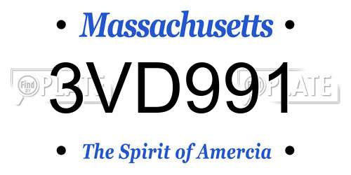 3VD991 Massachusetts License Plate