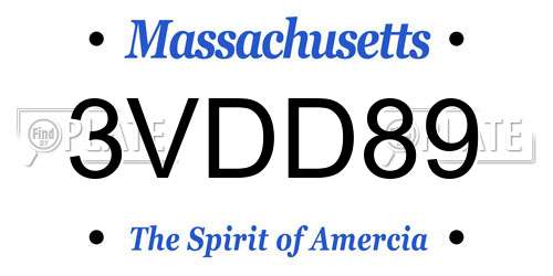 3VDD89 Massachusetts License Plate