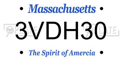 3VDH30 Massachusetts License Plate
