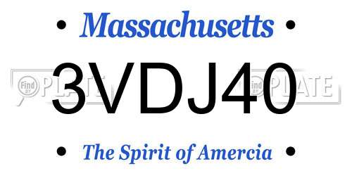 3VDJ40 Massachusetts License Plate