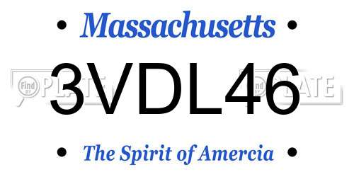 3VDL46 Massachusetts License Plate