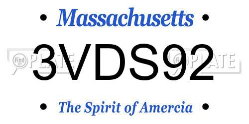 3VDS92 Massachusetts License Plate