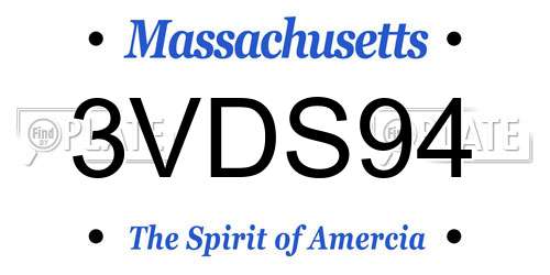 3VDS94 Massachusetts License Plate