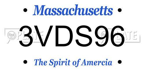 3VDS96 Massachusetts License Plate