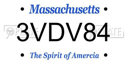 3VDV84 Massachusetts License Plate