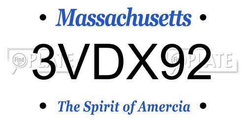 3VDX92 Massachusetts License Plate