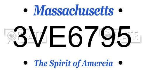 3VE6795 Massachusetts License Plate