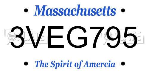 3VEG795 Massachusetts License Plate