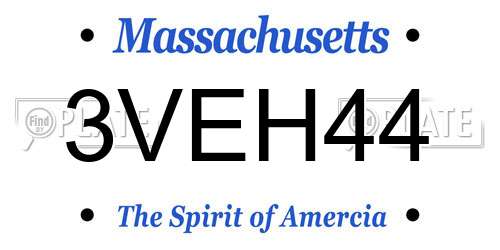 3VEH44 Massachusetts License Plate