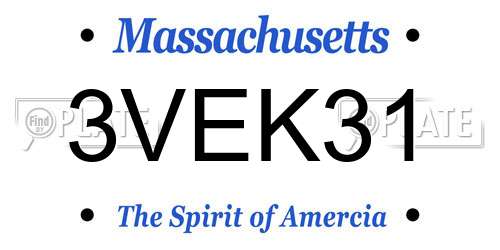 3VEK31 Massachusetts License Plate