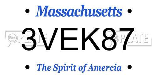 3VEK87 Massachusetts License Plate