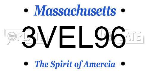 3VEL96 Massachusetts License Plate