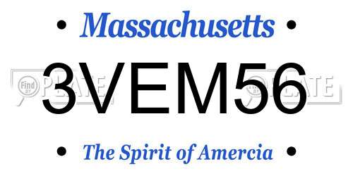 3VEM56 Massachusetts License Plate
