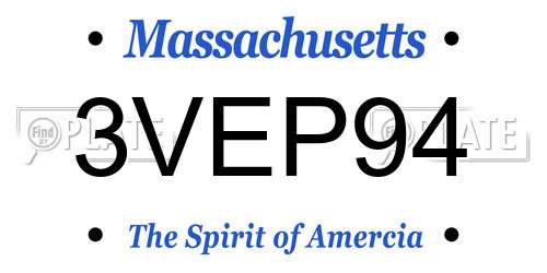 3VEP94 Massachusetts License Plate