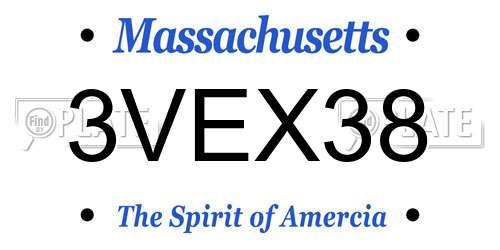 3VEX38 Massachusetts License Plate