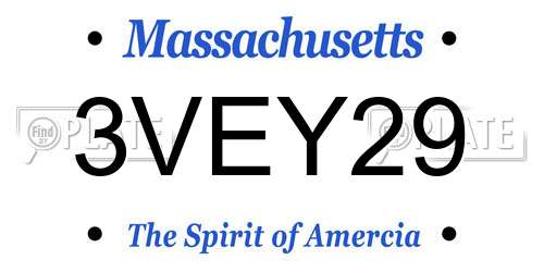 3VEY29 Massachusetts License Plate