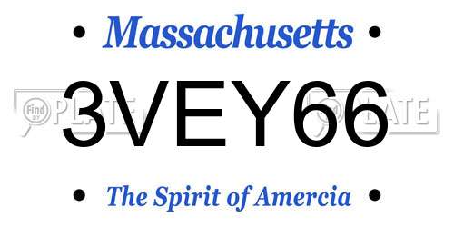 3VEY66 Massachusetts License Plate