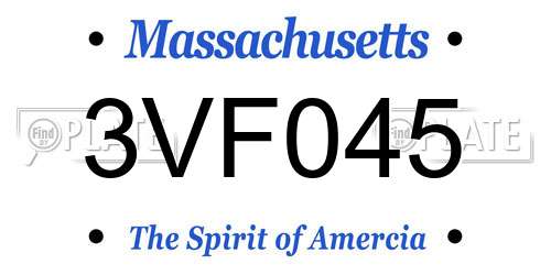 3VF045 Massachusetts License Plate
