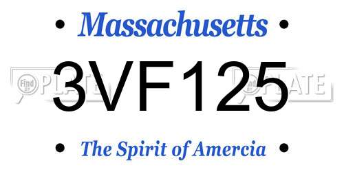 3VF125 Massachusetts License Plate